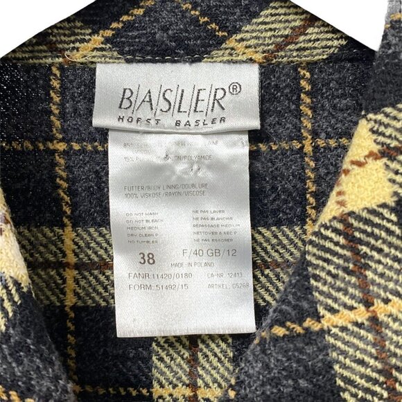 BASLER Shirt Jacket Size 8 S/M Yellow Gray Black Plaid Blazer - Picture 8 of 11